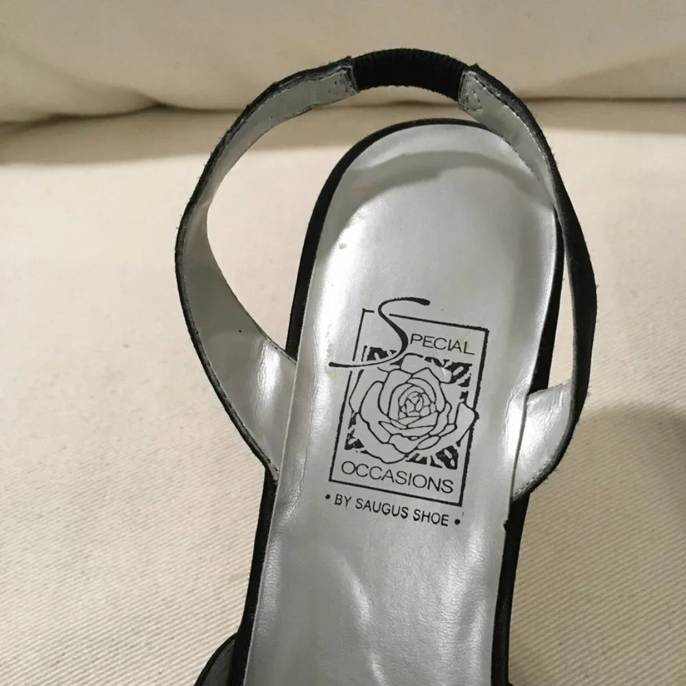 Special Occasion Sling Back Heels With Rhinestones